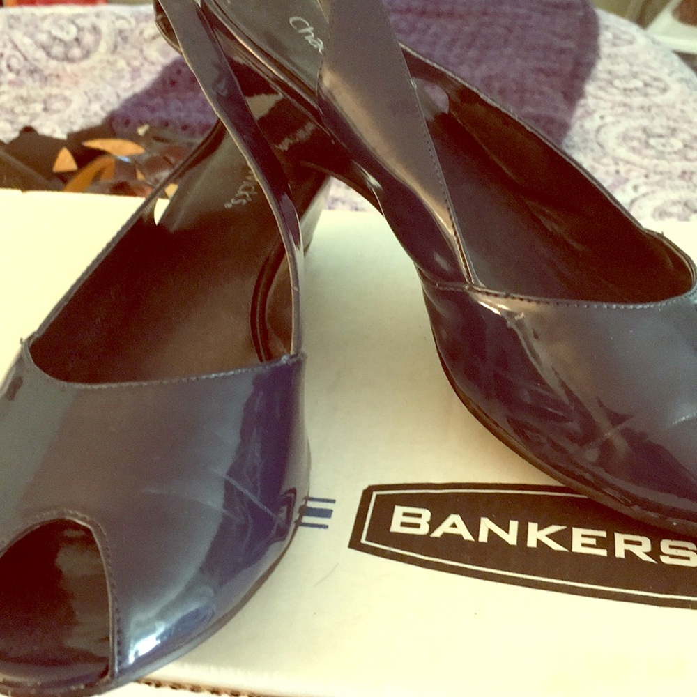 COPY - Navy “patent leather “ low heels